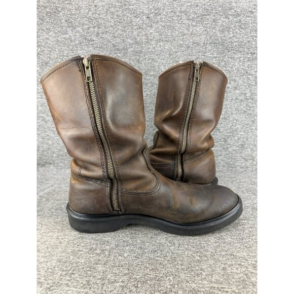 ✅Red Wing 1105 Pecos Work Boots Mens 10.5E Brown Leather ✅Custom Made Side Zip - Picture 9 of 10